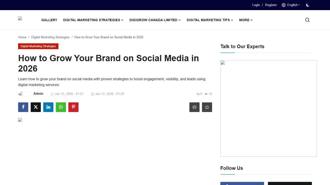 How to Grow Your Brand on Social Media in 2026 - Digital Marketing and Web Development Services in Canada digigrow.ca